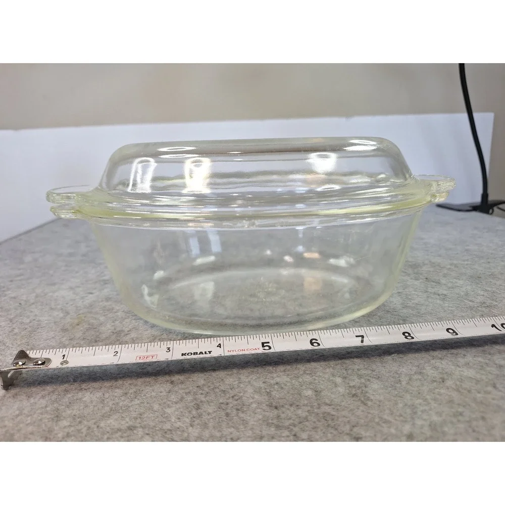 Anchor Hocking Fire-King Clear Glass Oval Casserole Dish with Lid 1.5 Qt 467 USA
